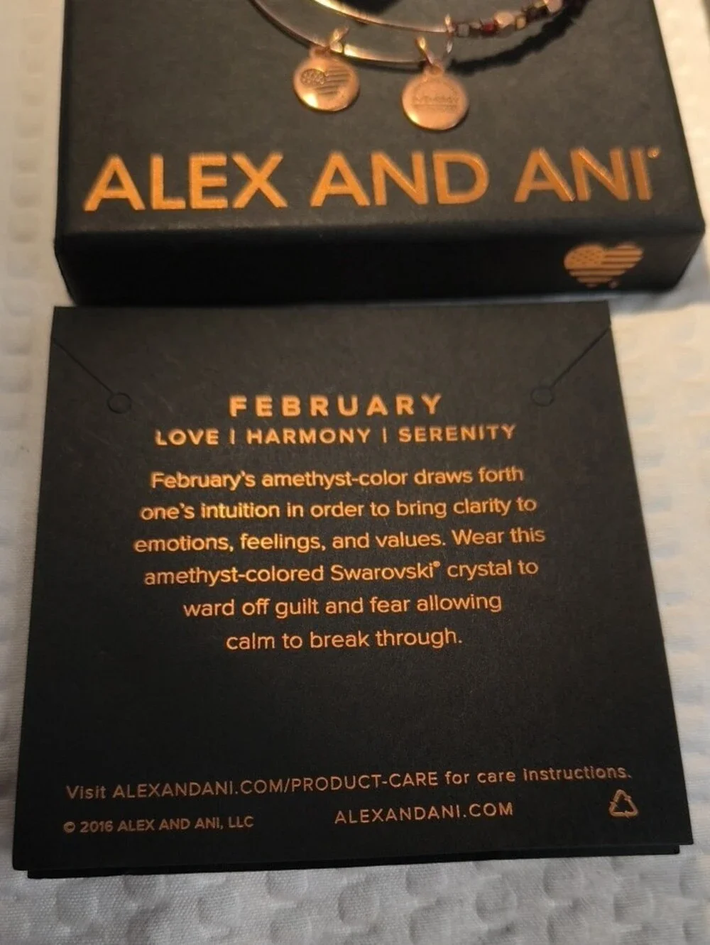 Alex and Ani February Swarovski Birth Month Crystal  Gold Accent  Bracelet
